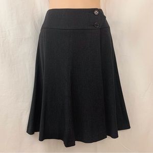 THALIAN A-Line Paneled Wrap Charcoal Gray Flare Skirt Size 4  Made in Romania